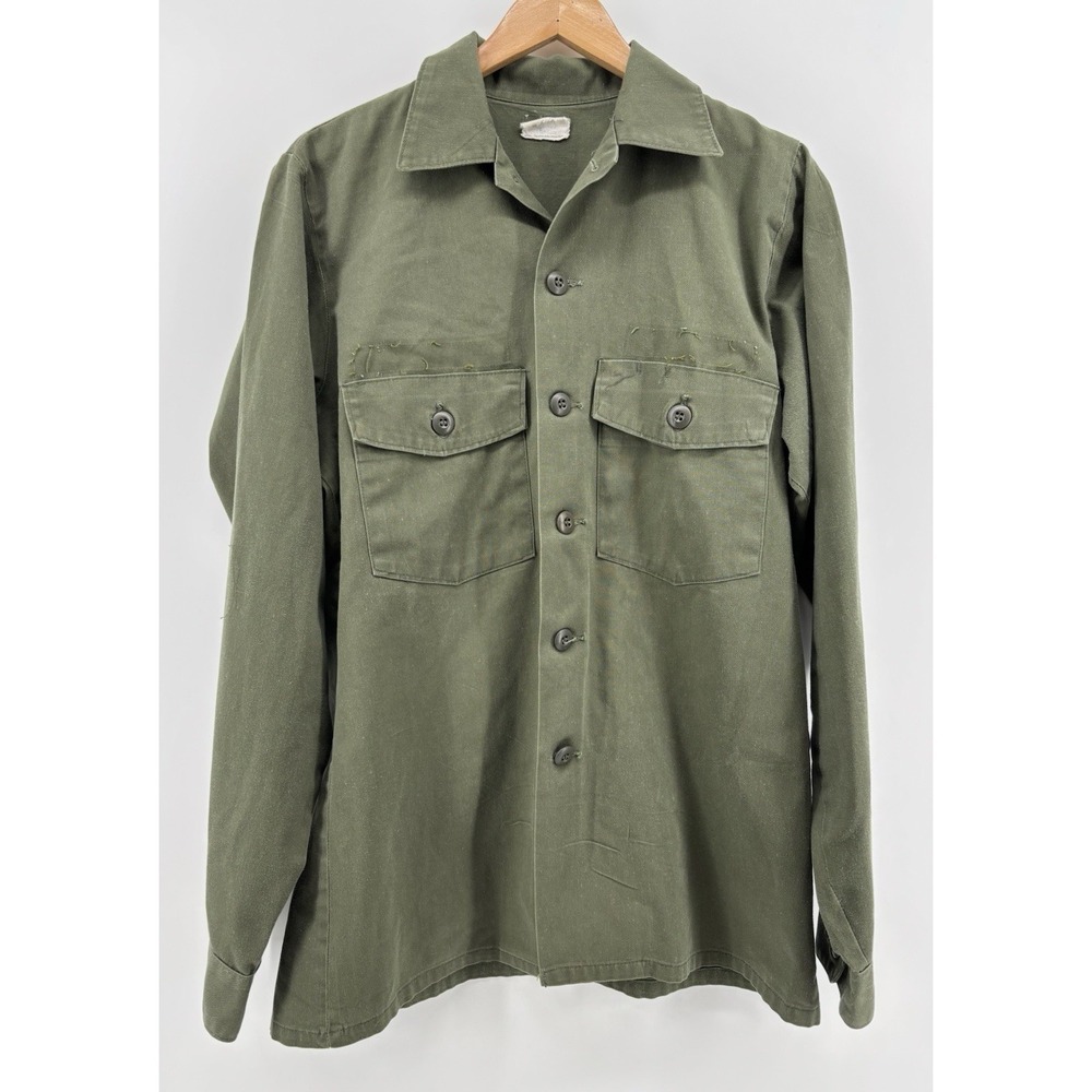 Vintage US Air Force OG-507 Utility Shirt Olive Green Military 1977 Selma Corp